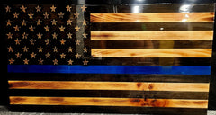 Wooden Blue Line Flag